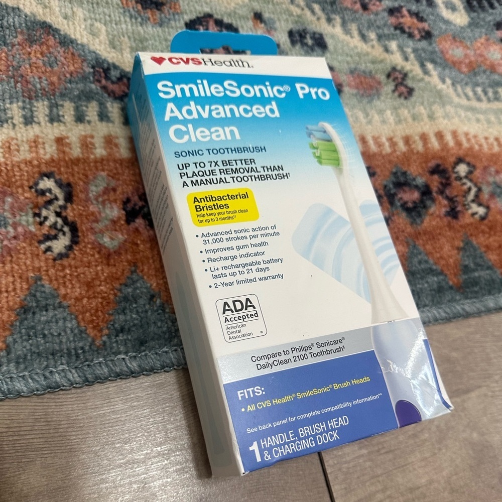 New CVS Health Smile Sonic Pro Advanced Electric Toothbrush Clean Sonic - Picture 8 of 14